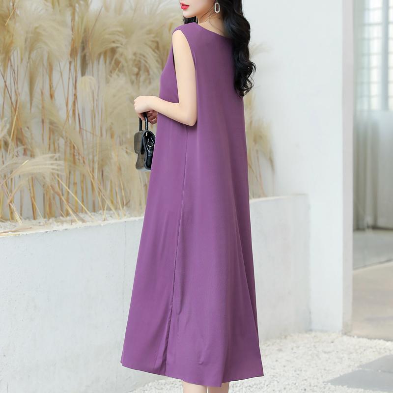 Καλοκαιρινό Αμάνικο Φόρεμα Γυναικείο Elasticity Μονόχρωμο Casual Plus Size Μακρύ Φόρεμα