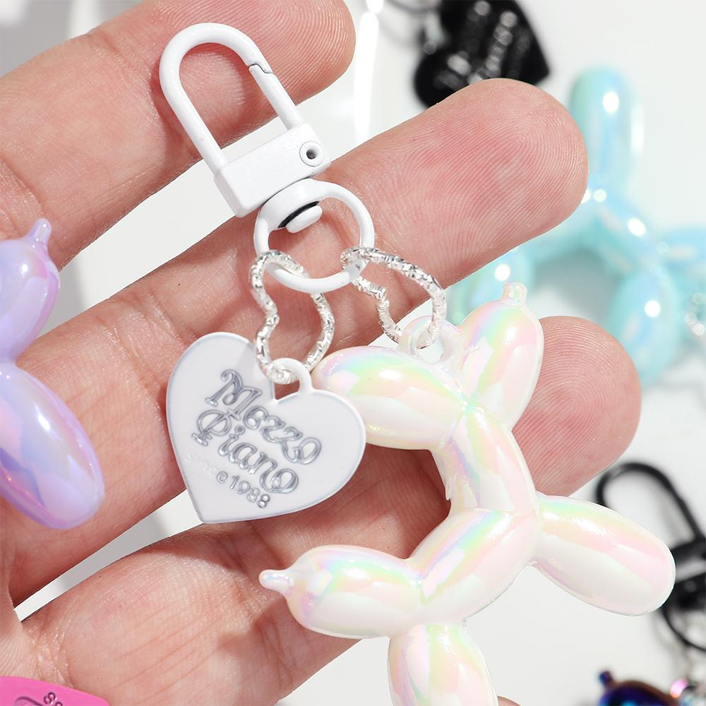 Kreativer Großer Ballon Hund Herz Schlüsselanhänger für Frauen Mädchen Niedlich AB Bunt Acryl Hund Schlüsselanhänger Handy Tasche Anhänger Zubehör Geschenke