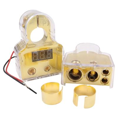 0/4/8/10 Gauge AWG Battery Terminals Connectors with Voltmeter Battery Post Clamp