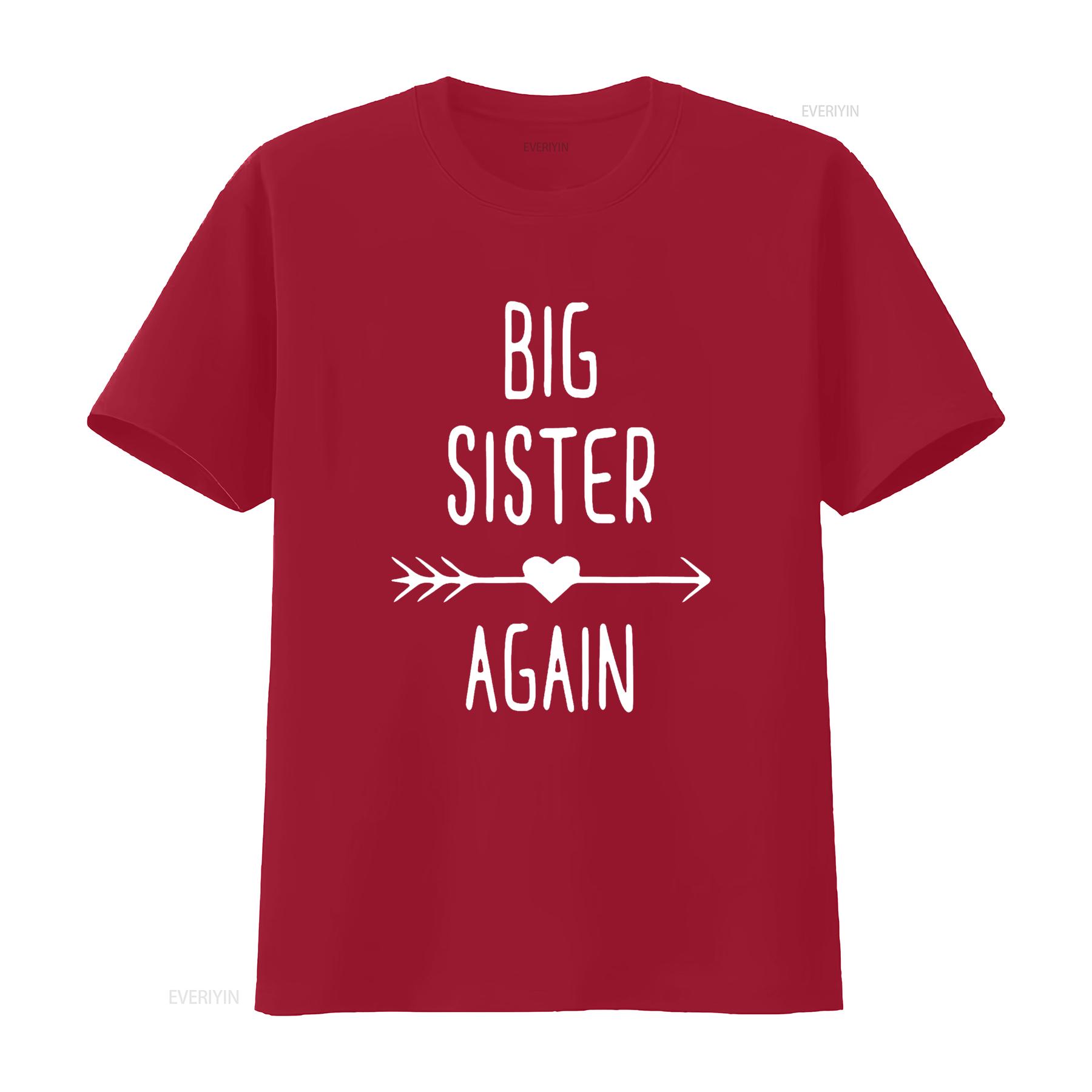 Big Sister Again T Shirt Sis To Be Girls Youth Shirtns vintage Washed homme Versatile Stretched Breathable Unisex Soft fashion S