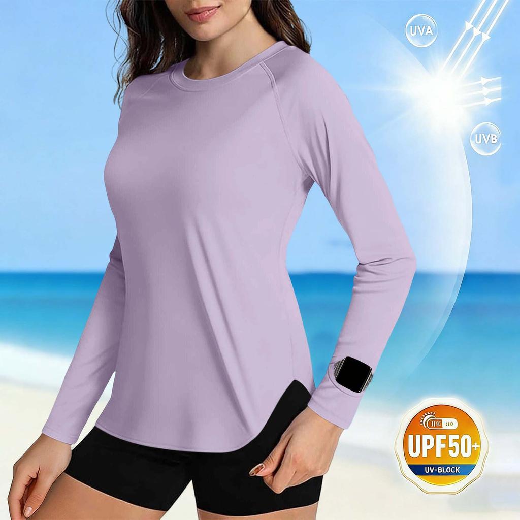 Rash Guard Manica Lunga UPF 0+ da Donna, Top da Nuoto Asciugatura Rapida UV per Surf, Immersioni, Nuoto