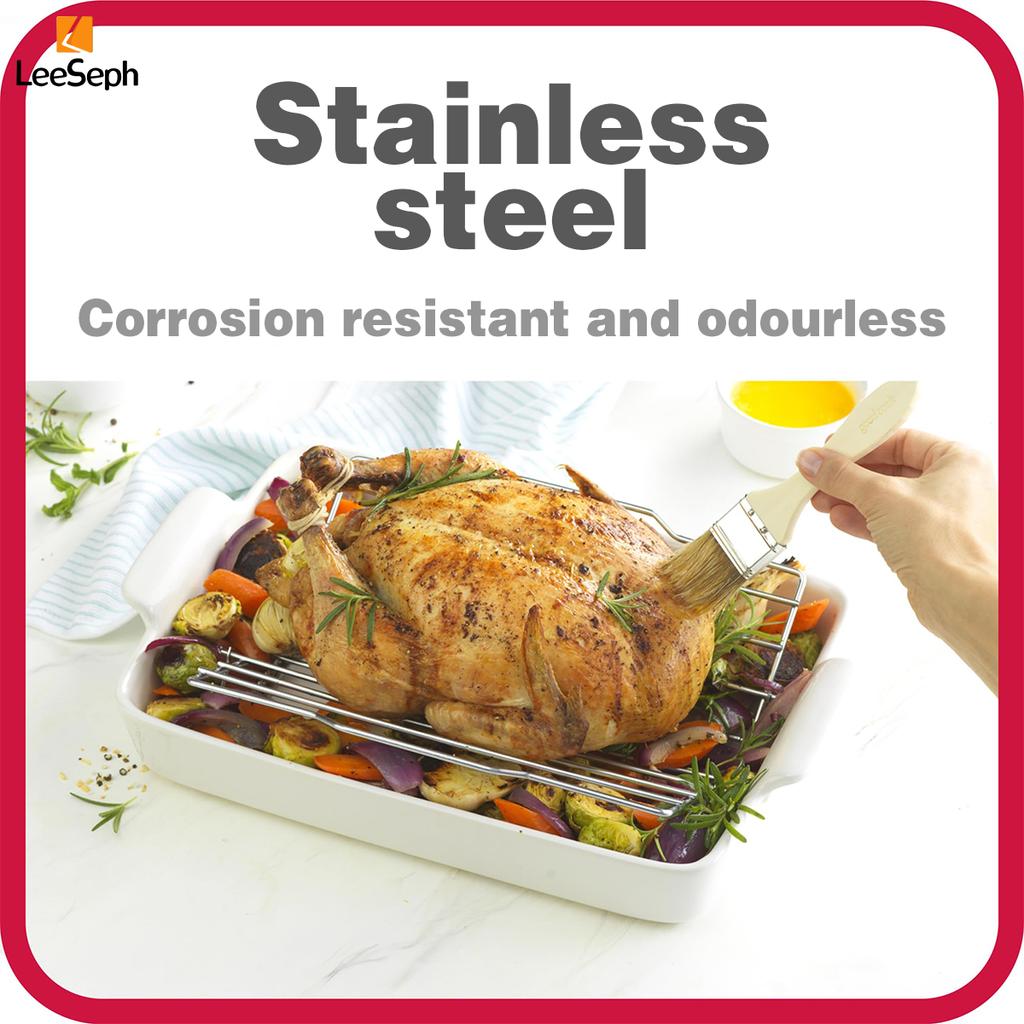 Adjustable Chicken Roasting Rack, Stainless Steel Foldable Turkey Roasting Rack, Grill Rib Rack, for Roasting Steak Ribs Bacon