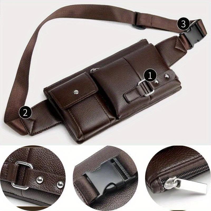 Multi Pocket Pack Waist Bag Slim Shoulder Bag Purse Adjustable Belt Strap Casual Pouch Outdoor Bag