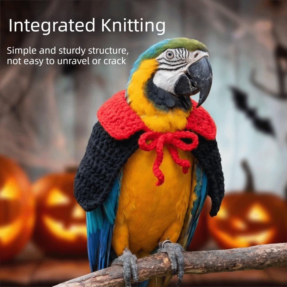 Knitting Parrot Red Collar Cloak Breathable Pet Bird Costume Halloween Pet Bird Cloak Pet Party
