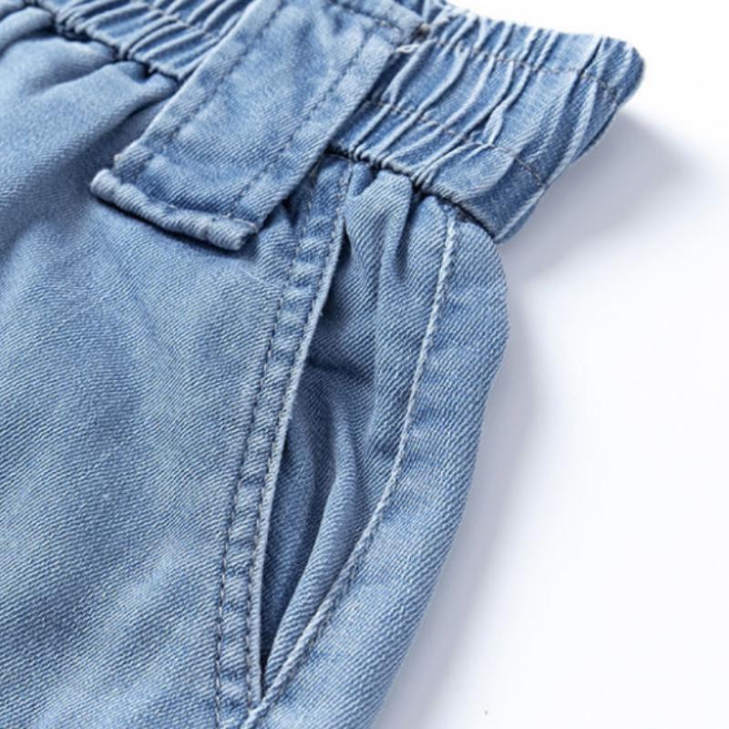 Tencelové tenké džínové šortky dámské letní s vysokým pasem volné volné tenké kalhoty široké nohavice ledový hedvábí pětibodové kalhoty