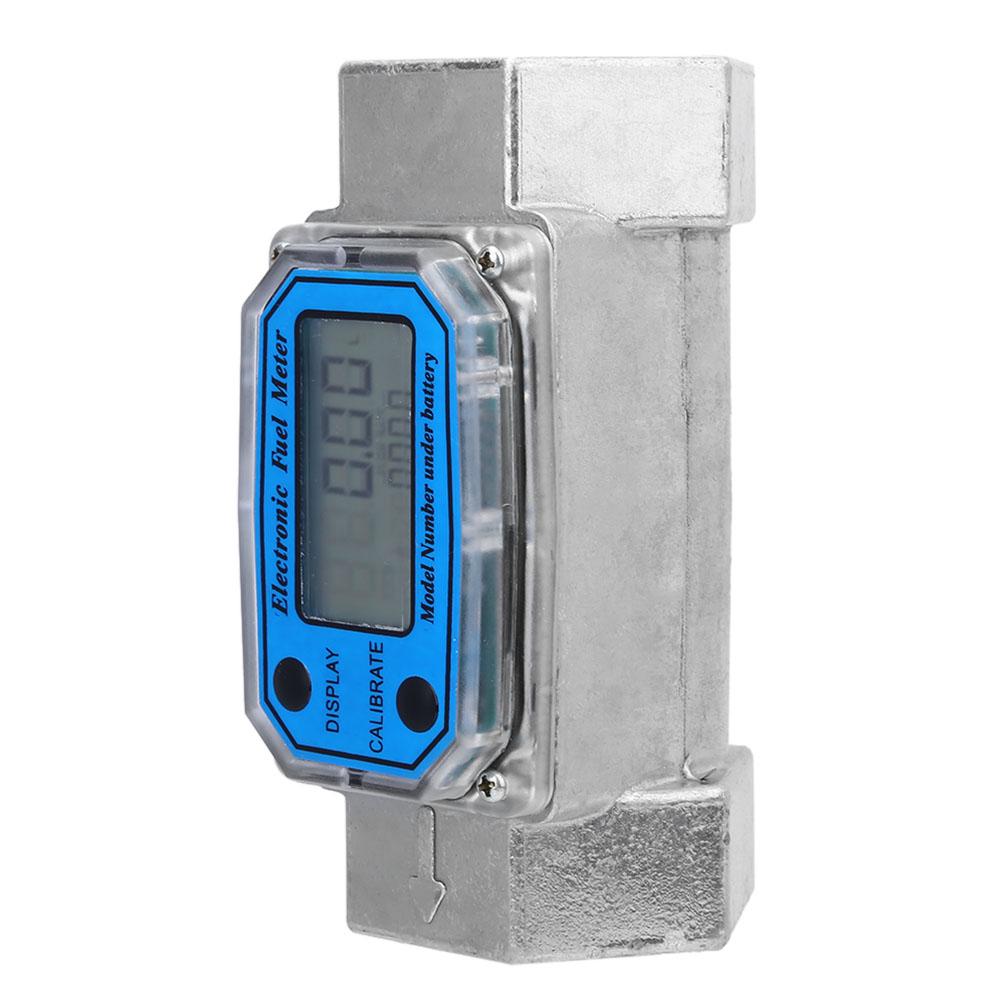 Mini Digital Turbine Flowmeter Diesel Fuel Flow Meter 15 120L 1.5inch NPT Blue