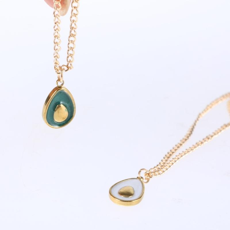 Fashionable Avocado Charm Necklace Fashion Jewelry Accessory Unique Shape Alloy Pendant for Trendy Women Ladies