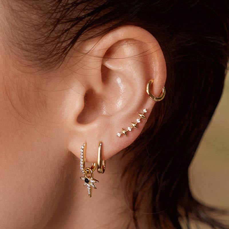 ANIA HAIE Gold Multi-Sparkle Climber Stud 925 Silver Earrings E061-04G