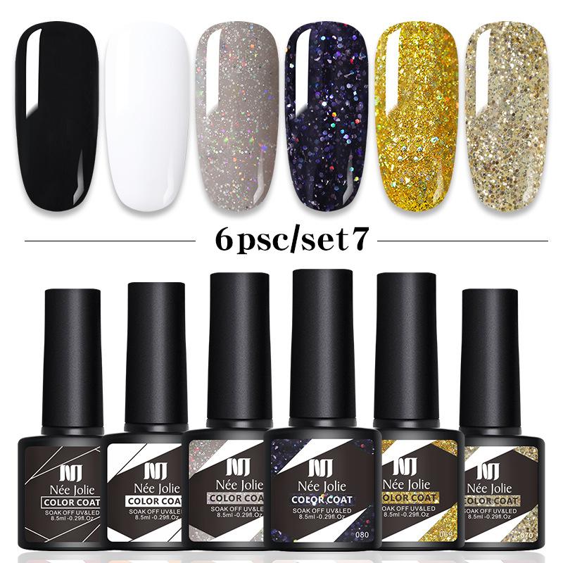 6-Color Nail Polish Glue Set, Popular Color Nail Glue, Phototherapy Nail Polish Glue Can Be Matched Arbitrarily.