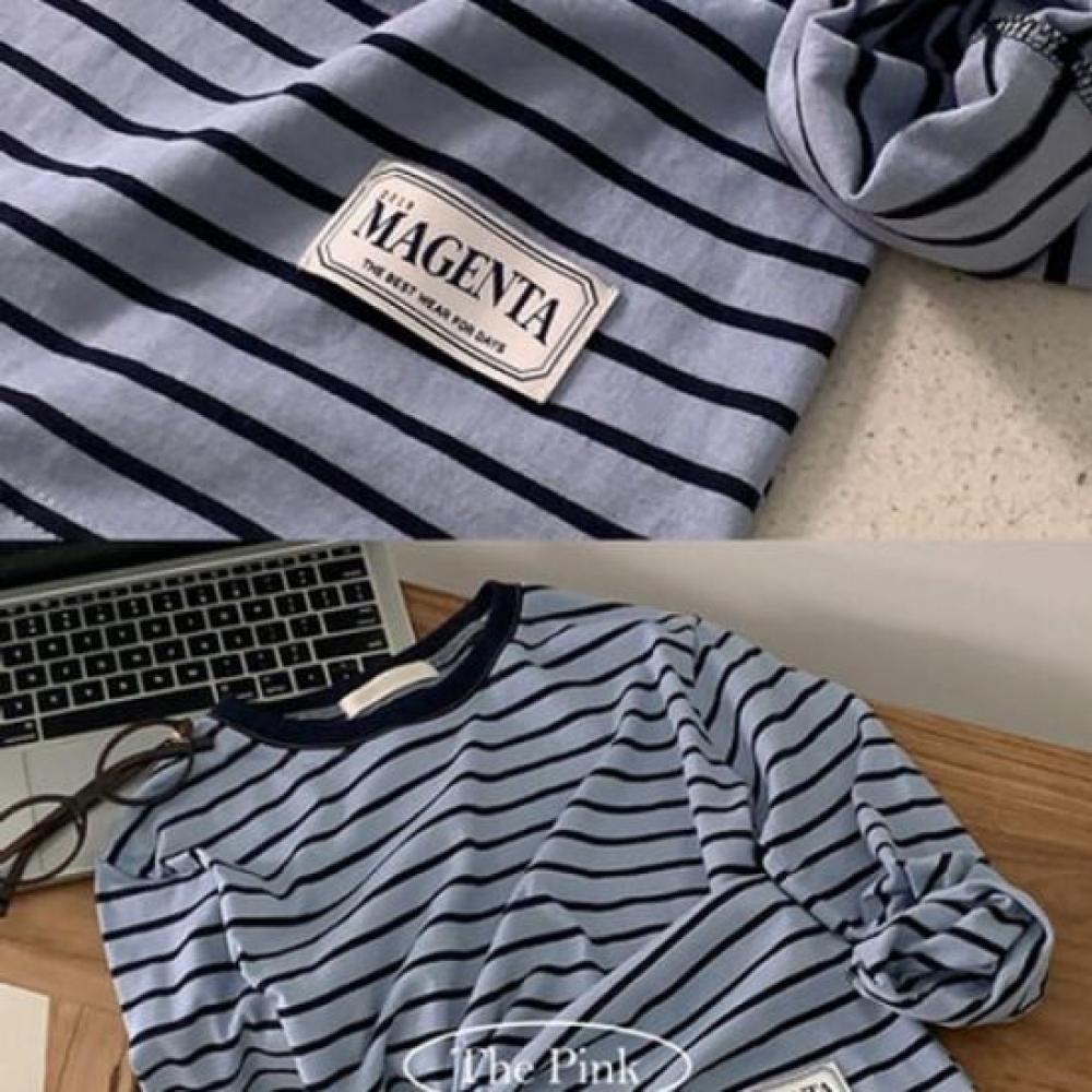 The Pink Shami STripe Color Blocked Long Sleeve T shirT