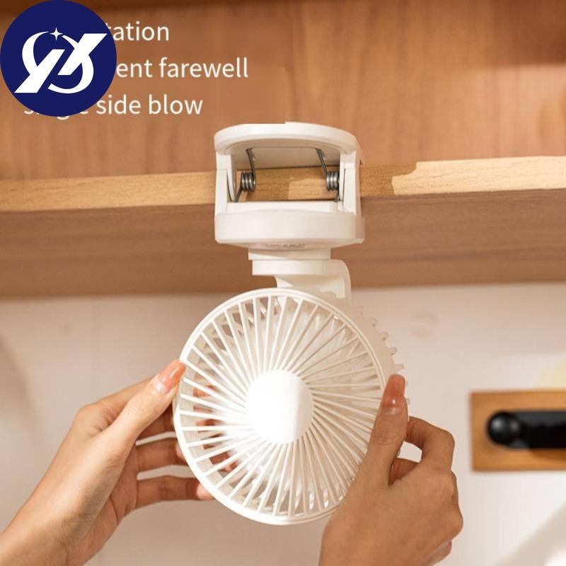 Mini ventilator cu clips, ventilator de birou puternic reîncărcabil prin USB, afișaj digital cu 3 viteze reglabile