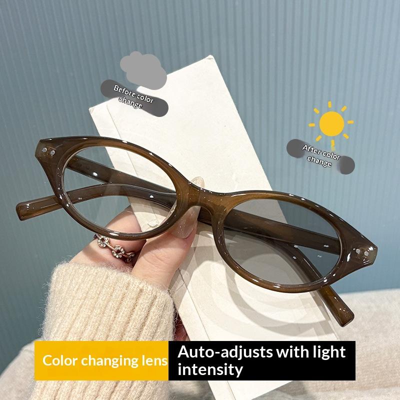 Rice Nail Decorative Myopia Glasses Photochromic Multifunctional Glasses Anti Blue Light Function+UV Resistant Eyeglass Lenses