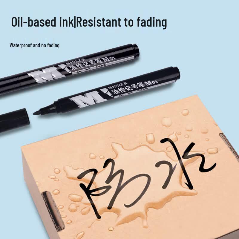 M&G Thick Tip Blue Oil-Based Waterproof Marker Pen, 10-Pack