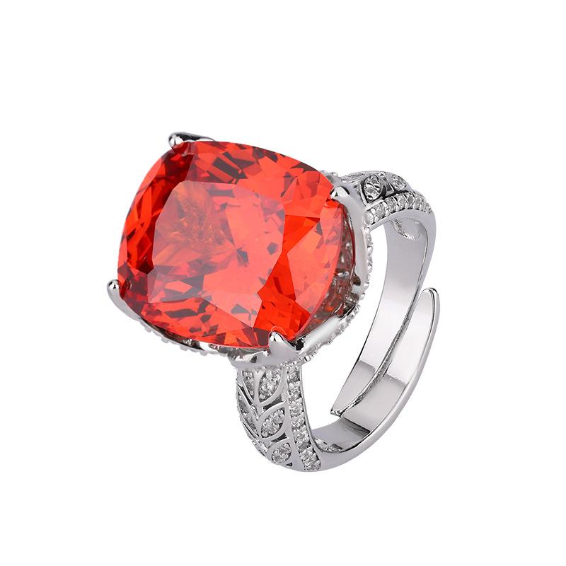 Jewelry Copper Bottom Gold-Plated Retro Simulation Bird'S Nest Cut Color Treasure Fat Square 14 * 16 Retro Ring Women