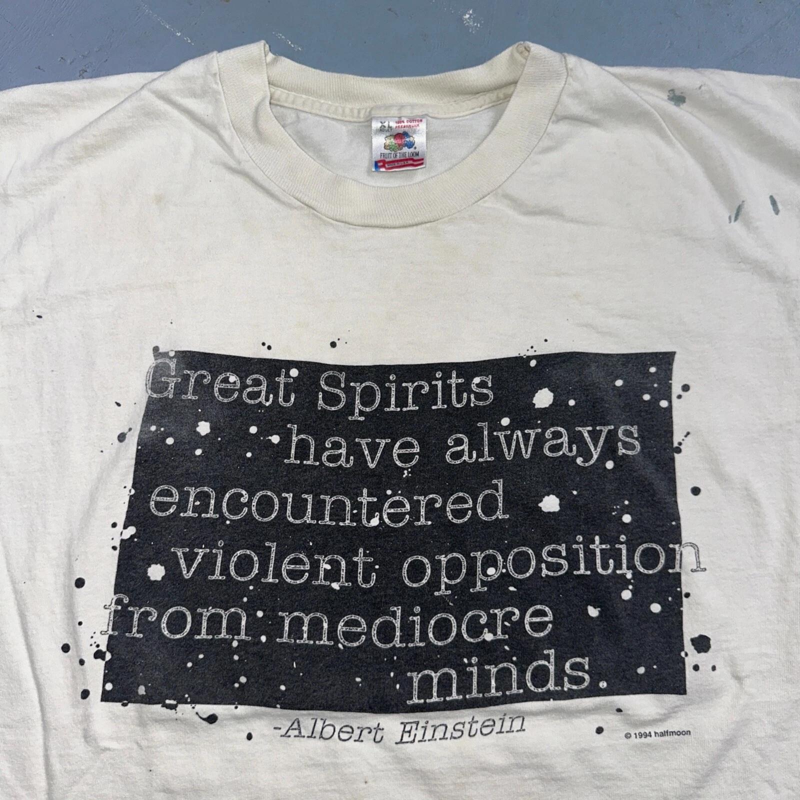 Albert Einstein 90s VTG T Shirt Great Spirits Quote Genius FOTL 1994 RARE Earth 3XL