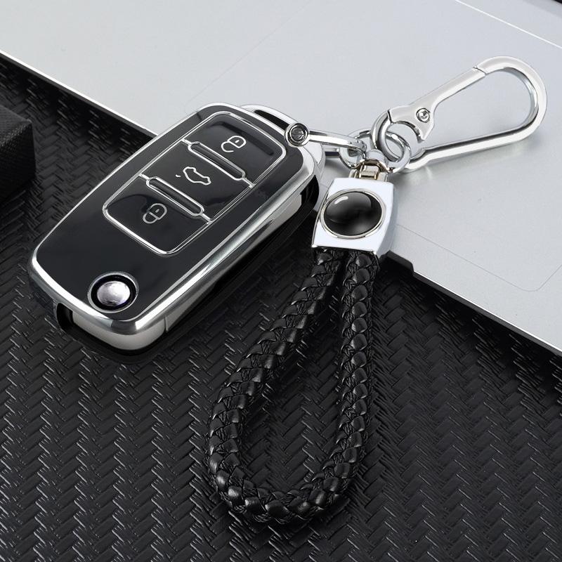 TPU Car Flip Key Cover Case Shell Protector Box Fob For Volkswagen VW Polo Bora Beetle Tiguan Passat B5 B6 B7 Golf EOS Scirocco