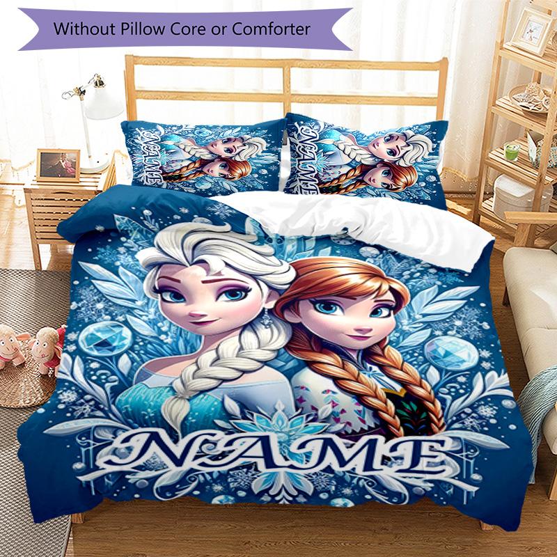 3pcs Frozen6 Cover Set - Personalized Name, HD Printed Bedding with 1 Cover and 2 Pillowcases - Perfect for Home Decor, Easy Care