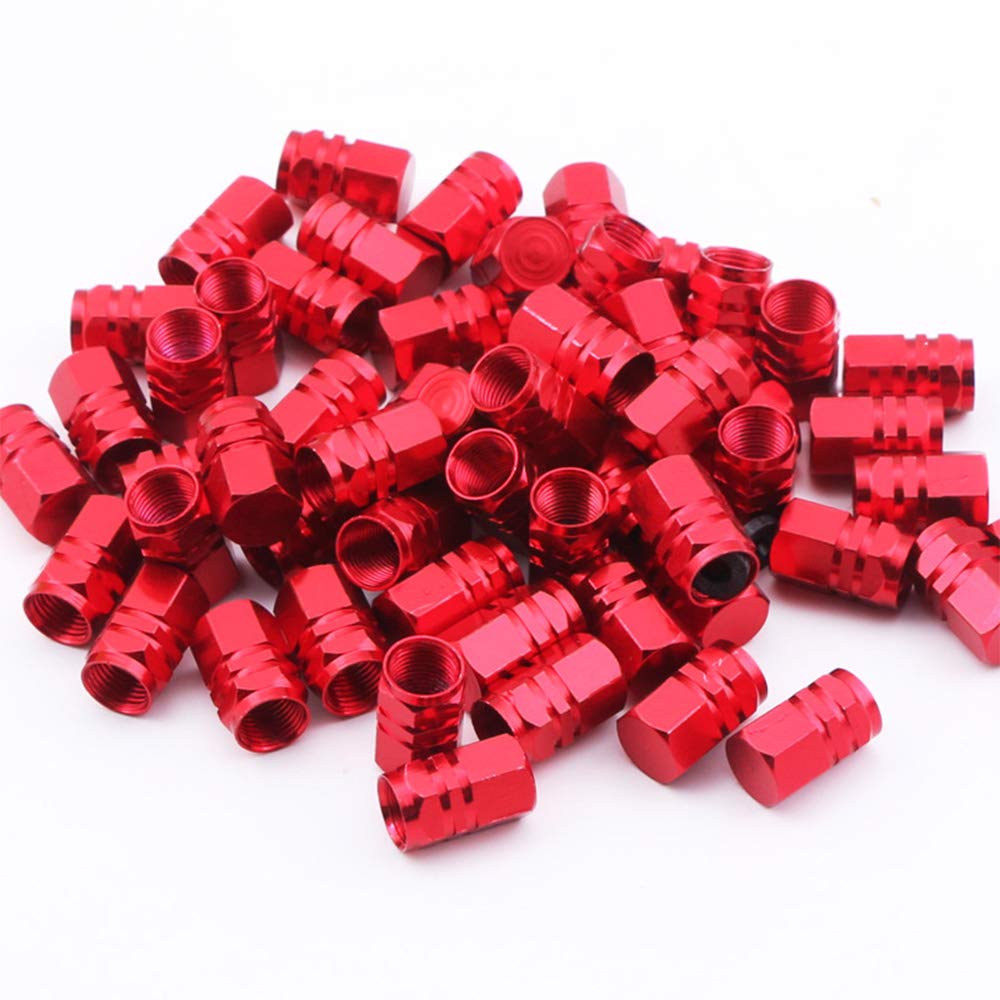 Onior Practical Car Wheel Anti-Theft Tire Valve Caps Aluminum Alloy Valve Caps Set of 4 (Red)