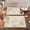 4/6/8pcs Light Luxury Golden Thread Flower Tablemats, 13.39 * 17.72inch, with Simple Lines Depicting Large Flowers, Paired with Champagne Golden