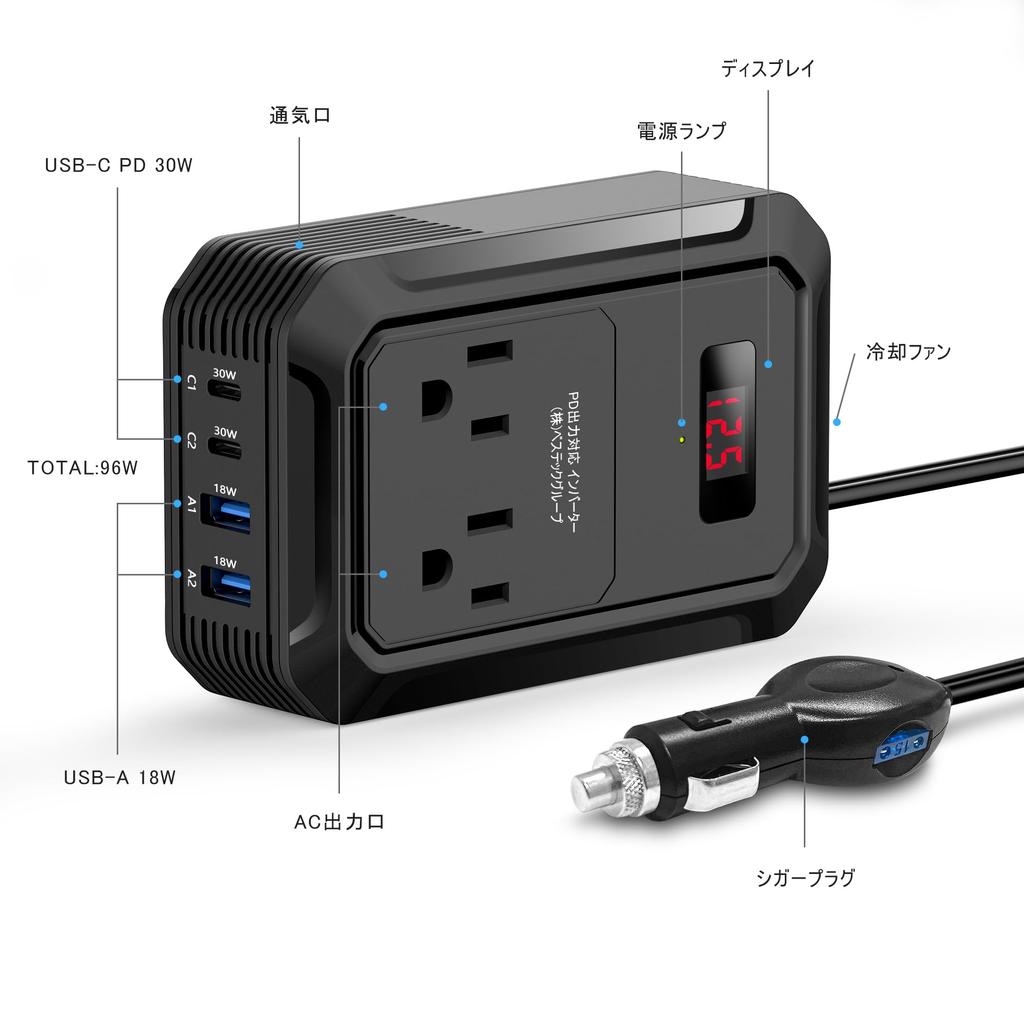 BESTEK A-MRI2010EU-BK Inverter, Modified Sine Wave, 200W, Enhanced Edition, 12 V, 100 V, Voltage