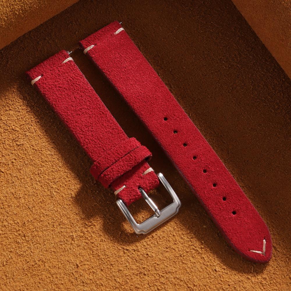 14mm 16mm 18mm 20mm 22mm Quick Release Bracelet Soft Suede Strap Calfskin Bracelet for Women Men Brown Wristband Smartwatch Band