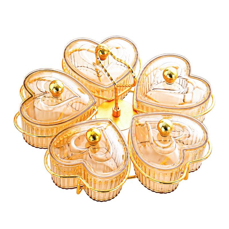 Heart-Shaped Dustproof Dried Fruit Tray - Living Room Coffee Table Snack Box & Storage Bowl
