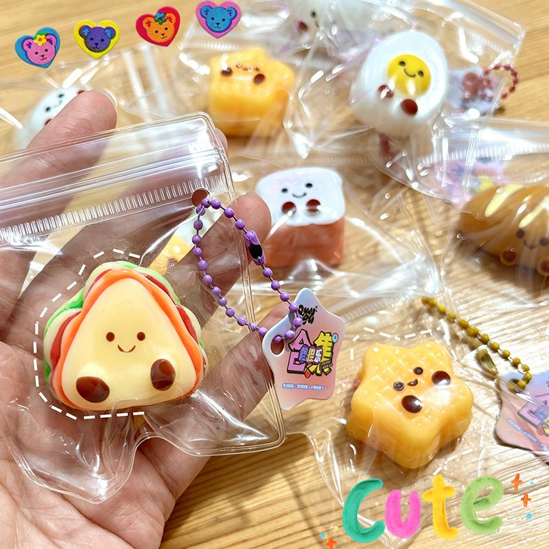 Hi Squishy Toys Bread Dumping Food Squishy Tabas Anti-stress Fidget Toy Squeeze Party Favor Gift Key Chain Blind Bag Pendant