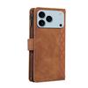 For iPhone 17 Pro Case 9 Card Slots Rhombus Design Leather Phone Cover with Wrist Strap