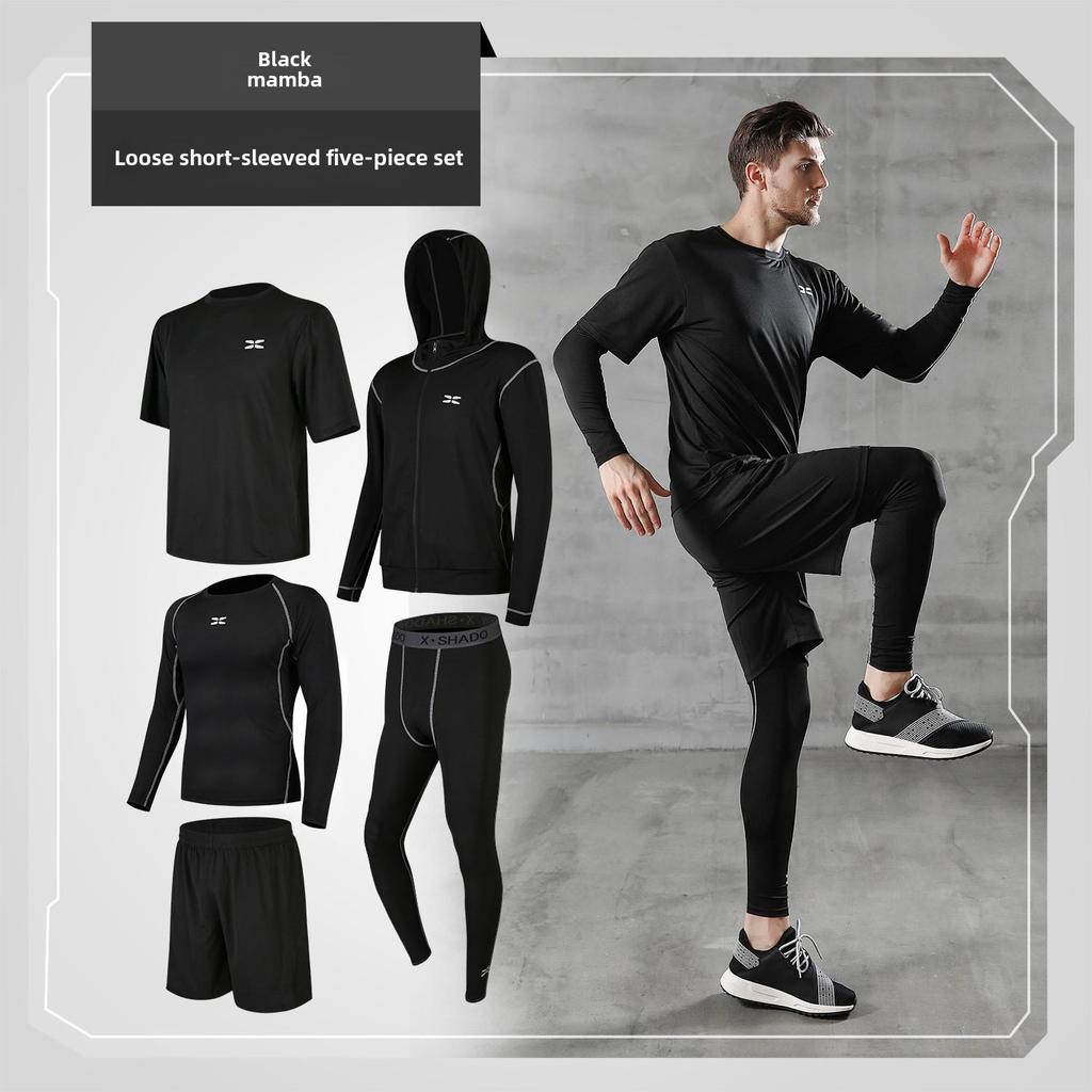 Men's Casual Fitness Running Suit: Shorts & Short-Sleeved Tights for Yoga & Training