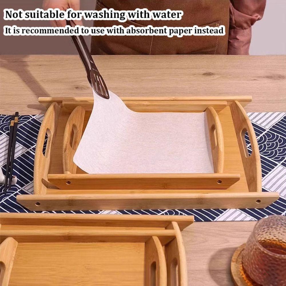Durable Large Serving Tray with Handle Bamboo Tea Tray Household Rectangular Breakfast Tray for Home Living Room