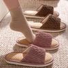 Fashion Linen Platform Slippers Women Home Soft Designer Shoes Ladies Flats New Fashion House Elegant Casual Footwear Indoor Breathable