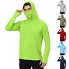 Men's Casual Outdoor Hooded Long Sleeve Sun Protection Shirt Lightweight Breathable Quick Dry UV Resistant Top for Sports Hiking