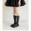 Sweet Style Mesh Dress Socks with Decorative Edge Accent for Toddler Girls Formal Event Under Knee Length Stockings