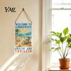 Decorative Wooden Sign Summer Hanging Sign, Welcome Front Door Decor with Solid Wood Wall Plaque Rope, Colorful Hanger for Seasonal Farmhouse