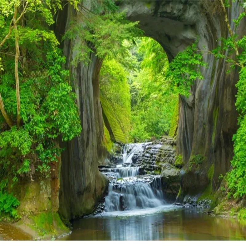 3d Photo Wallpaper Murals Green Forest Cave Scenery Living Room Bedroom Background Wall Mural Wallpaper Decor