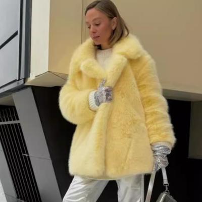 Autumn and Winter Fur Jacket Women's Casual Loose Fox Fur Jacket Suit Collar Toka Environmentally Friendly Fur Jacket Women