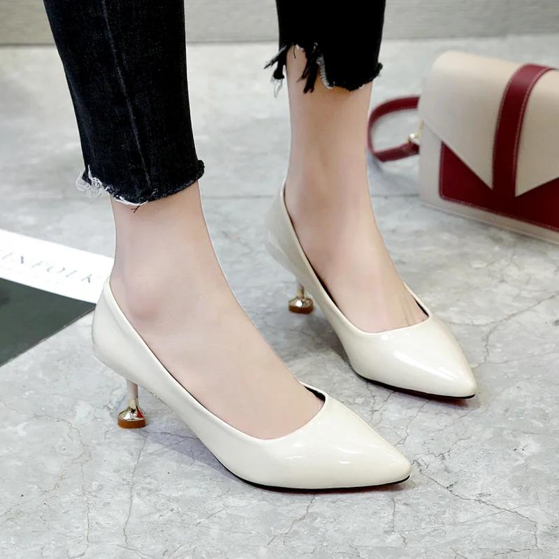 Fashion Women's Shallow Mouth Single Shoes High Heels Spring New Fashion Pointed Foot Set Fashion Casual Large Size Women's Shoes