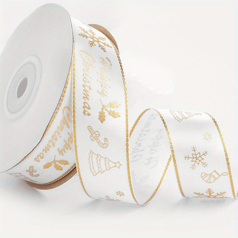 Bronzing Weihnachtsbänder Bedruckte Polyesterbänder für Schleifen Geschenkbox Verpackungsband DIY Weihnachtsdekoration Basteln