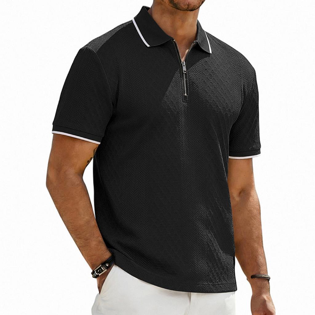 Mens Casual Shirts Short Sleeve Zipper Polo Shirt Lightweight Mens Summer Shirts Comfortable Fit Shirt Mens Casual Style for Everyday Wear