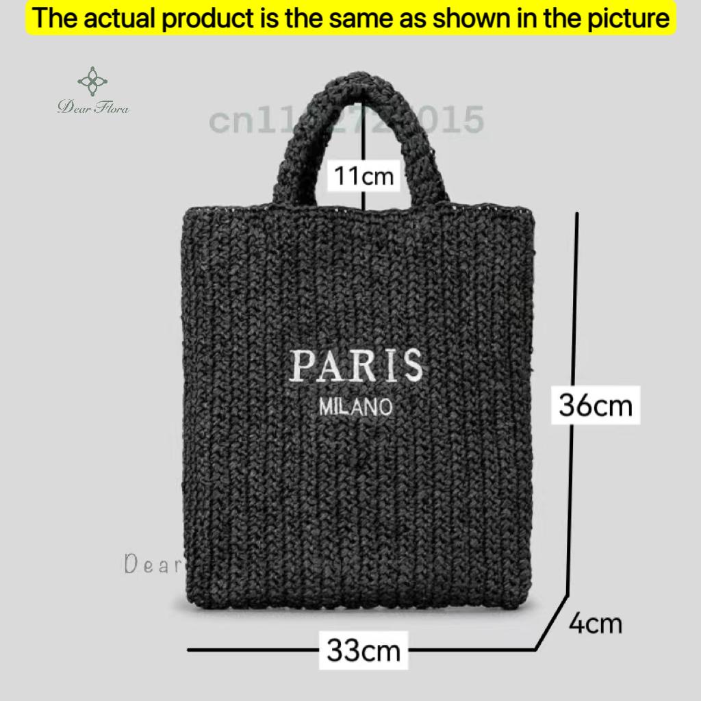 Women'S Fashion Large Capacity Handmade Straw Knitting Tote Bag Summer Travel Beach Shoulder Bags Casual Simple Portable Handbag