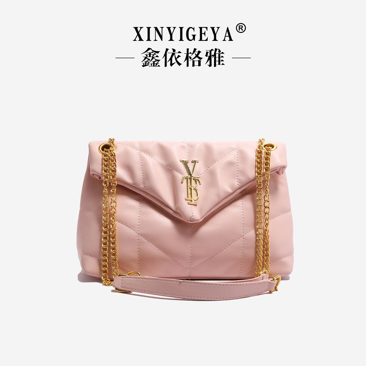 

2025 новая сумка-конверт с цепочкой подмышкой в стиле знаменитостей, сумка-мессенджер большой вместимости для поездок на работу розовый