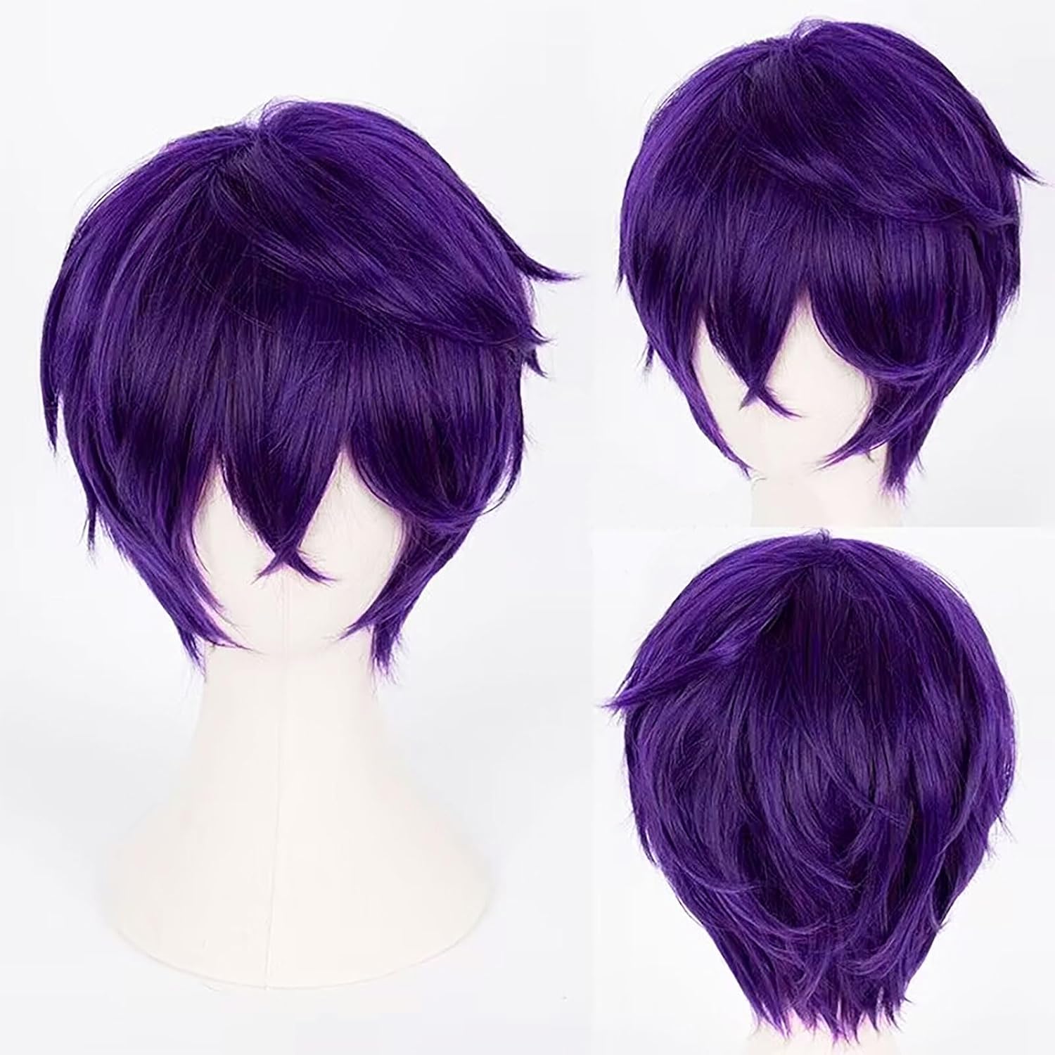 Korte Zwarte Synthetische Cosplay Pruik voor Mannen voor Halloween Kerst Evenement Kostuumfeest Zwarte Mannen Pruik voor Mannen Vrouwen Anime Cosplay
