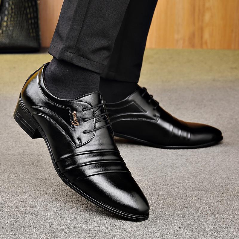 South East Asia Men's High-end Leather Shoes Men's Business Dress Casual Leather Shoes Lace-up British Groom Wedding