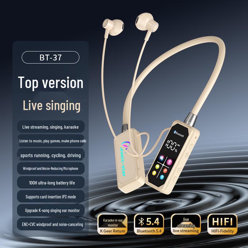 Premium Bluetooth Neck-Hanging Headset with Color Display for Streaming and Sports - Long Battery Life