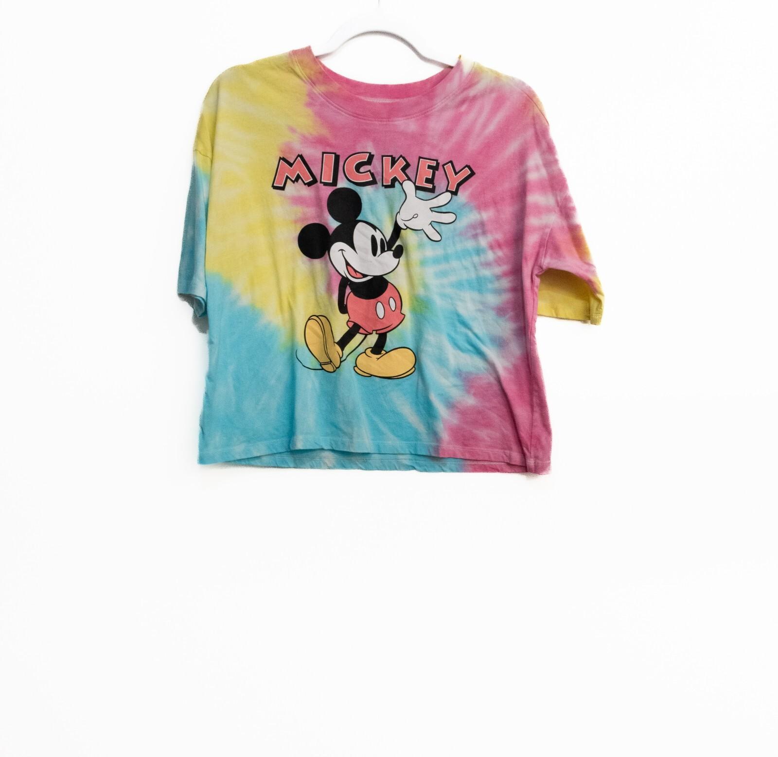 Disney Mickey Mouse Womens Multicolor Polycotton T-Shirt Tie Dye Crew Neck M XXXL