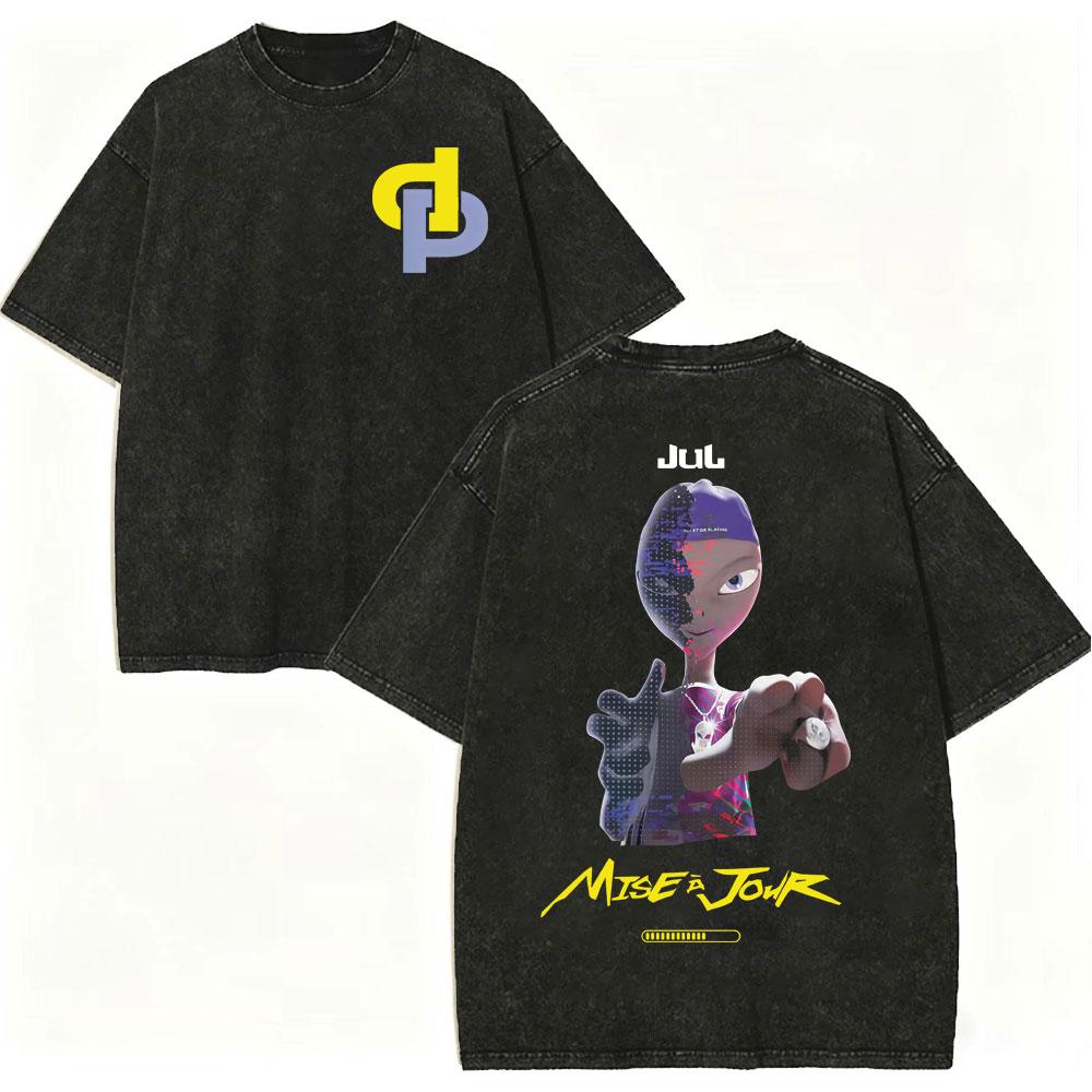Vintage Washed Rapper JUL Album Graphic T Shirts Men Women Clothing Fashion Hip Hop T-shirt Summer Casual Loose Cotton T-shirts