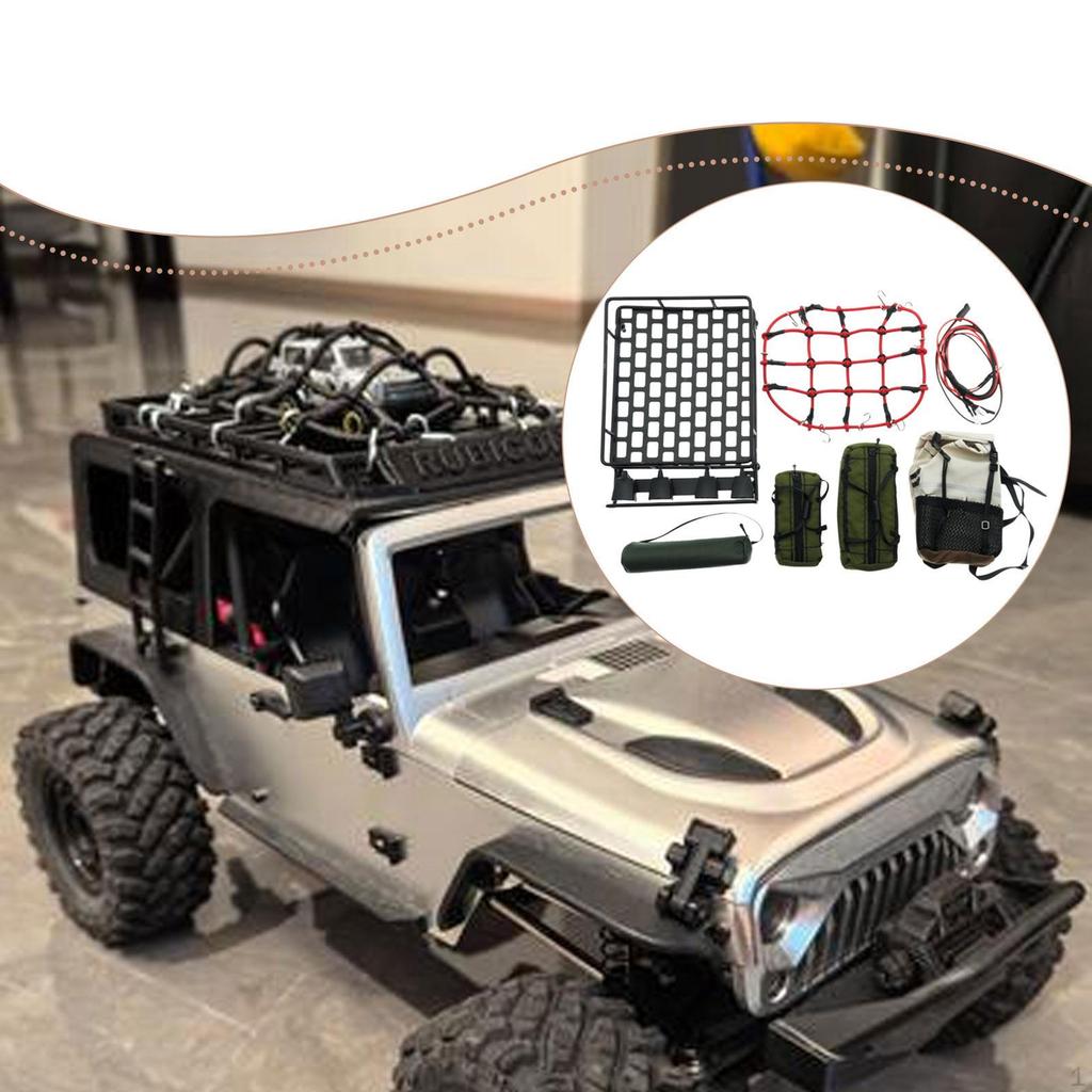 1: 10 RC Crawler Roof Rack and Luggage Set DIY Decoration Parts Accessory for 1/10 1/12 1/14 Models