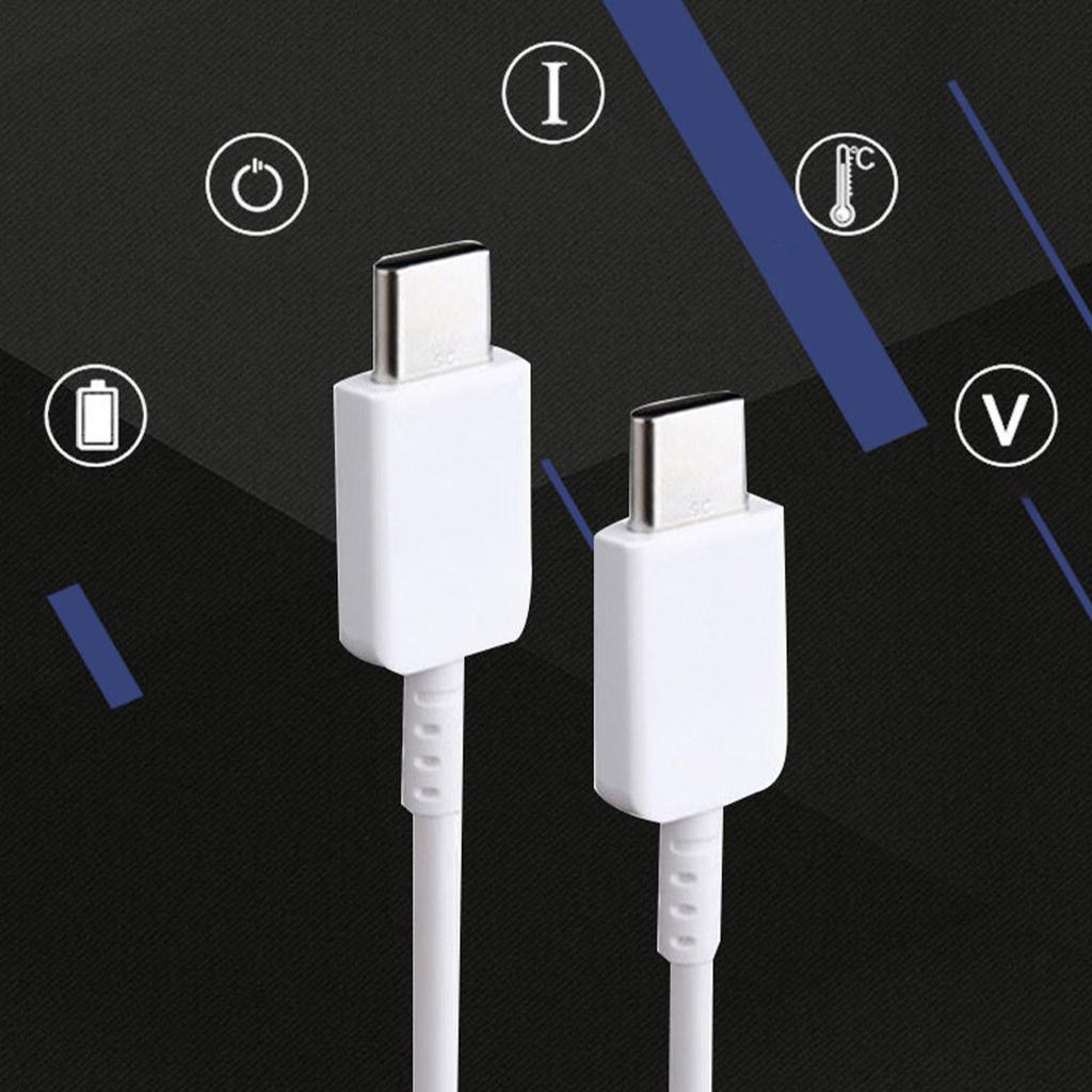 Type C to Type C Cable PD Fast Charging Flexible Type C Data Cord for Android for Note 10 Phone 3.3ft White