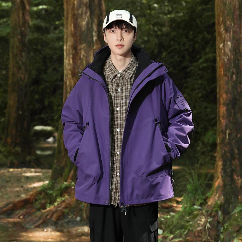 Men's Rain Jacket Lightweight Windbreaker with Hooded Water Resistant Outdoor Raincoat for Hiking Travel Camping