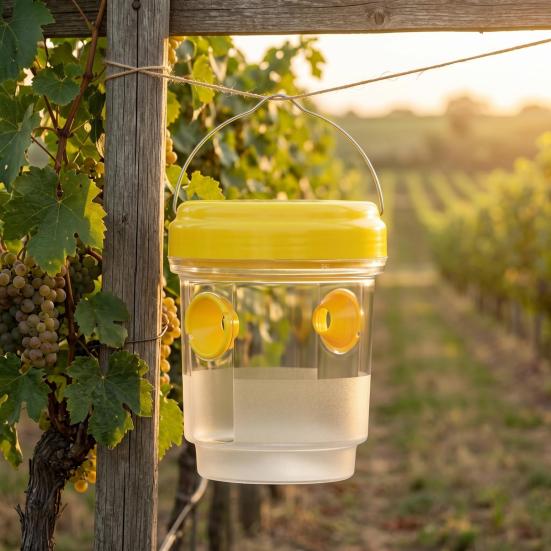 Hanging Wasp Trap Reusable Fruit Fly Trap Eco-friendly Detachable Plastic Hornet Trap with Two Entrances for Garden Orchard Effective Insect Control